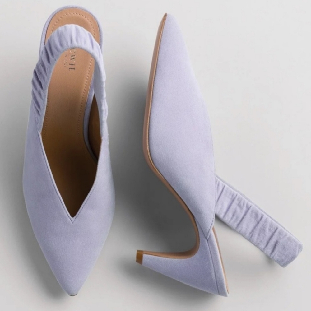 Lewit Marta Lilac Lavendar Suede Slingback Heels Pumps Low Heel EU 37.5 /US 7.5
